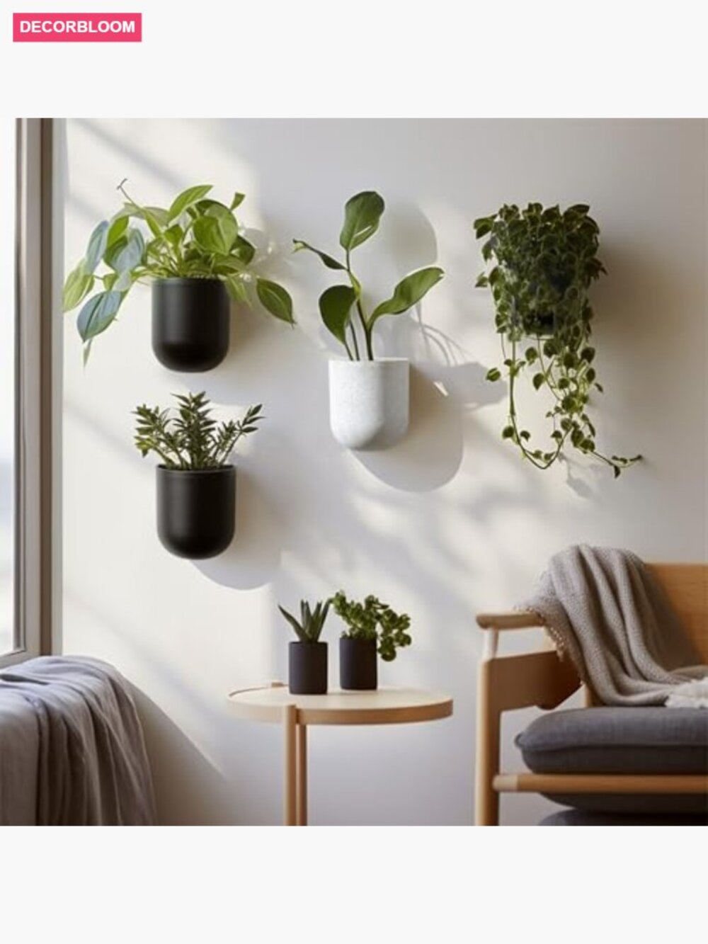 Wall Hanging Planters for Indoor Plants Set of 2 6 Inch Modern - Picture 6 of 7